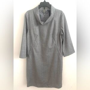 Banana republic dress wool cowl neck grey career 8